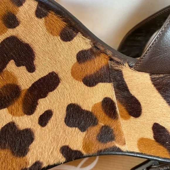 Christian Louboutin Ron Ron Zeppa Leopard Pony Calf Hair Wedge size 40